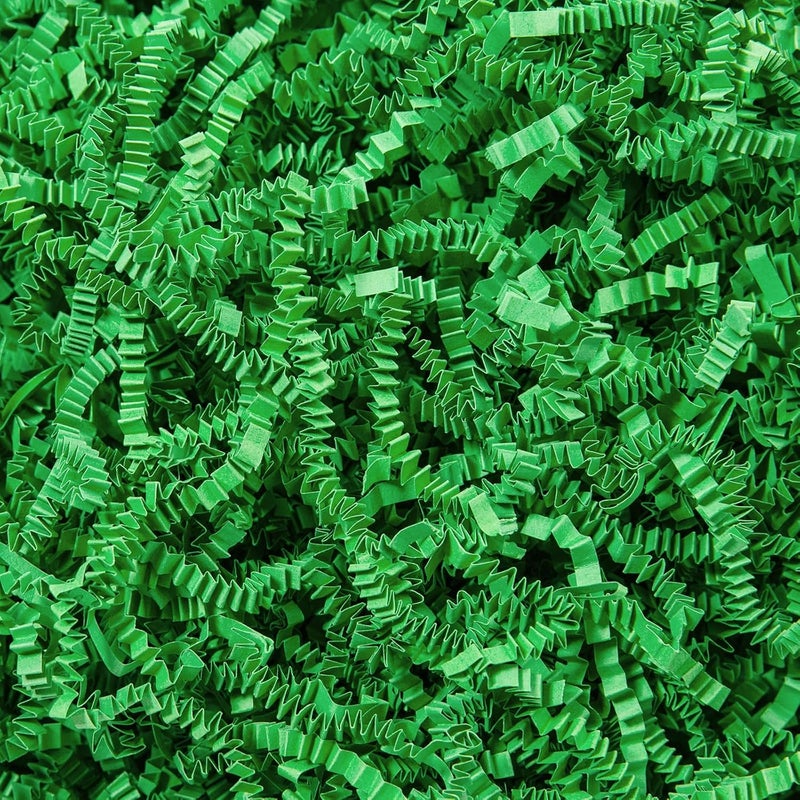 Mefleet 1/2 LB Crinkle Cut Paper Shred Filler 8 oz Green Crinkle Shredded Paper for Gift Box - Gift Basket Bag Filler - Grass Cushion Stuffing for Easter, Mother's day, Holiday Packaging Wrapping - Image 1